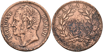 Саравак 1 цент 1863 раджа Джеймс Брук, Королевство Саравак (1846 - 1946) KM 3 медь 4590-624