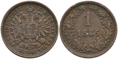 Австрия 1 крейцер 1885 Франц Иосиф (1848-1916) KM 2187 медь 4151-1258