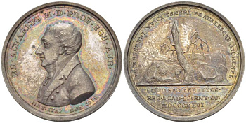 ШВЕЦИЯ МЕДАЛЬ 1846 ПАМЯТИ ЭРИКА АХАРИУСА (1757-1819) ШВЕДСКОГО БОТАНИКА, МИКОЛОГА, ДИАМЕТР 31 ММ., ВЕС 12,67 ГР. серебро UNC 272-1641