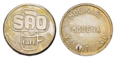 Италия, Модена жетон для выдачи напитков - кофе диаметр 20,5 мм, вес 3,8 гр нержавеющая сталь 4669-244