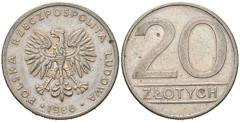 Польша 20 злотых 1986 MW Y 153.1 медно-никель 4616-1111