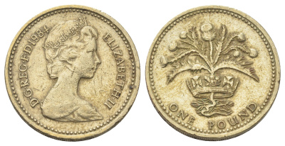 Великобритания 1 фунт 1984 Елизавета II (1952-2022) KM 934, Spink 4222 никель латунь 4700-712