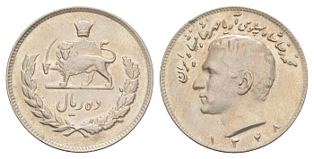 Иран 10 риалов 1969 AH 1349 KM 1178 медно-никель UNC 4595-635