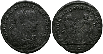 Римская Империя нуммий 305 - 306 Максимиан Геркулий PROVIDENTIA DEPRVM QVIES AVGG Аквилея Good Very fine RIC 64b бронза 1073-7-43