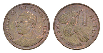 Гамбия 1 бутут 1974 ФАО - Еда для человечества KM 14 бронза 4643-623