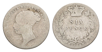 Великобритания 6 пенсов 1886 Виктория (1837-1901) KM 757, Spink 3912 серебро 75-842