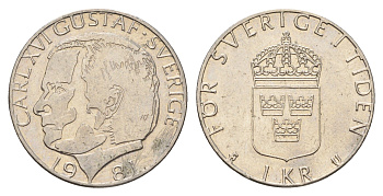 Швеция 1 крона 1981 Карл XVI Густав (1973- ) KM 852 медь плакированная медно-никелем 183-255