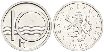 Чехия 10 геллеров 1993 KM 6 алюминий 4152-763