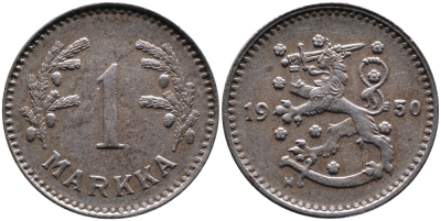 ФИНЛЯНДИЯ 1 МАРКА 1950 H KM 30b железо 4388-943