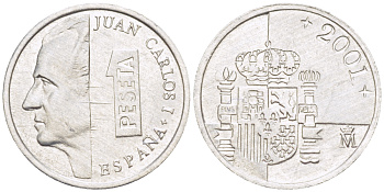 ИСПАНИЯ 1 ПЕСЕТА 2001 ХУАН КАРЛОС I ( 1975-) KM 832 алюминий 4181-1062