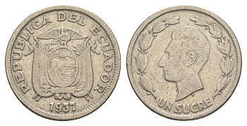 Эквадор 1 сукре 1937 KM 78.1 никель 4641-631
