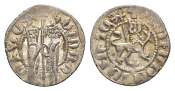 Киликийская Армения трам 1226-1271 Хетум I и царица Забель, держат крест/лев с патриаршим крестом  серебро    1516-413