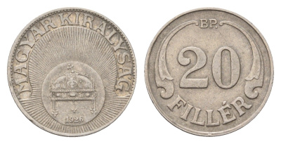 Венгрия 20 филлеров 1926 KM 508 медно-никель 44-1265