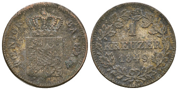 Бавария 1 крейцер 1849 Максимилиан II (1848-1864) KM 452 серебро 4668-1214