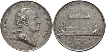 ШВЕЦИЯ МЕДАЛЬ 1818 НА СМЕРТЬ КОРОЛЯ ШВЕЦИИ КАРЛА XIII (1748-1818), ДИАМЕТР 54 ММ., ВЕС 38,6 ГР. железо 1084-3-13