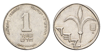 Израиль 1 новый шекель 2017 JE 5777 KM 160a сталь плакированная никелем 4621-1255