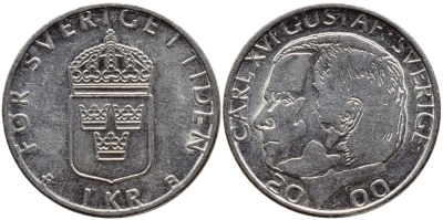 Швеция 1 крона 2000 Карл XVI Густав (1973- ) KM 852а медно-никель 60-1345
