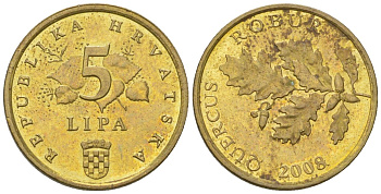 Хорватия 5 лип 2008 четный год KM 15 сталь плакированная латунью  aUNC  4124-956