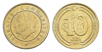 Турция 10 курушей 2014 Кемаль Ататюрк KM 1241 медь цинк нкиель UNC 39-121