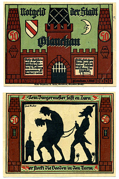 ГЛАУХАУ 50 ПФЕННИГОВ 1921 1 МАЯ 1921, НОТГЕЛЬД, НОМЕР I (DEM BURGEMESTER), ЗЕМЛЯ САКСОНИЯ Grabowski 436.1a бумага 2193-14-2-1