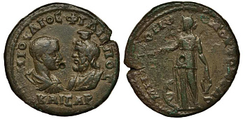 Римская Империя, Провинция Верхняя Мезия, Томы пентассарий 246 - 249 Филипп II, бюсты Филиппа II и Сераписа / Немезида, 14,58 гр Varbanov 5799 медь 1073-5-8-2
