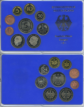 ФРГ набор из 9 монет 1978 F, официальный государственный набор, в пластике    PROOF  3540-20