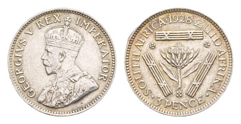 ЮАР 3 пенса 1928 Георг V (1910-1936) KM 15.1 серебро 413-3533
