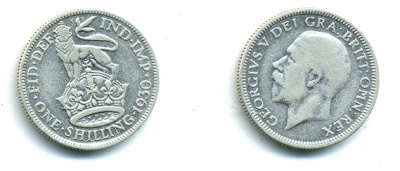 Великобритания 1 шиллинг 1930 Георг V (1910-1936) KM 833, Spink 4039 серебро 7-5-44-31