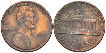 США 1 ЦЕНТ 1983 ЛИНКОЛЬН KM 201b цинк плакированный медью 216-1051