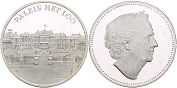НИДЕРЛАНДЫ МЕДАЛЬ ND ХЕТ ЛО ЛЕТ НИЙ КОРОЛЕВСКИЙ ДВОРЕЦ В АПЕЛДОРНЕ, КОРОЛЕВА БЕАТРИКС, ДИАМЕТР 368 ММ., ВЕС 25,12 ГР. серебро PROOF 1088-5-41