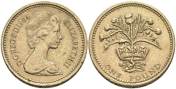 Великобритания 1 фунт 1984 Елизавета II (1952-2022) KM 934, Spink 4222 никель латунь 4563-1111