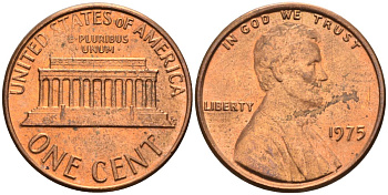 США 1 цент 1975 Линкольн KM 201 медь цинк 4115-924