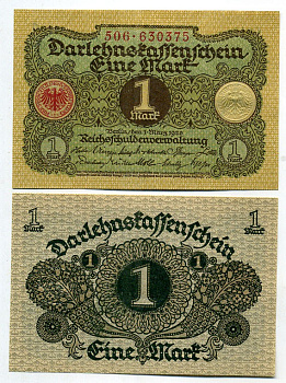 ГЕРМАНИЯ 1 МАРКА 1920 1 МАРТА 1920, ВЕЙМАРСКАЯ РЕСПУБЛИКА Pick 58 бумага UNC (пресс) 450-69-1