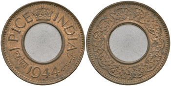 Британская Индия 1 пайс 1944 Георг VI (1936-1952) KM 533 бронза 33-1126