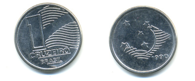 Бразилия 1 крузейро 1990 KM 617 нержавеющая сталь aUNC 93-737