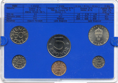 Швеция набор монетного двора из 6 монет 1979 в пластике Карл XVI Густав (1973- ) KM MS11 UNC 4-3-6-94