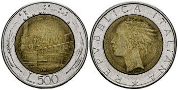 Италия 500 лир 1982 R, Квиринальский дворец в Риме KM 111 биметалл 4138-634