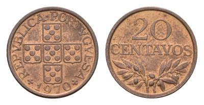 Португалия 20 сентаво 1970 KM 595 бронза UNC 4674-754