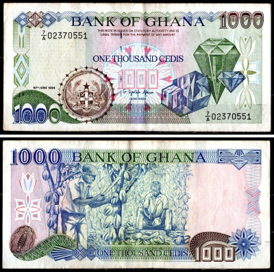 Гана 1000 седи 1994 Pick 29 b бумага 6285-32-3-2