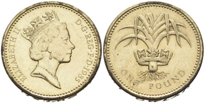 Великобритания 1 фунт 1985 Елизавета II (1952-2022) KM 941, Spink 4331 никель латунь 4565-322