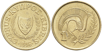 Кипр 1 цент 1998 KM 53.3 никель латунь 187-236