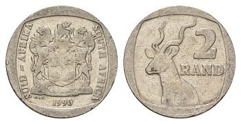 ЮАР 2 ранда 1990 KM 139 медь плакированная никелем 4626-1116