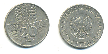 Польша 20 злотых 1976 MW KM 67 медно-никель 176-1122