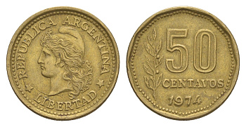 Аргентина 50 сентаво 1974 KM 68 латунь 4655-1034