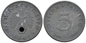 Германия 5 рейхспфеннигов 1942 F KM 100, J. 370 цинк 4115-1019