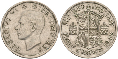 Великобритания 1/2 кроны 1948 Георг VI (1936-1952) KM 866, Spink 4101 медно-никель 4557-1111