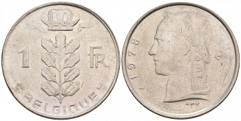 БЕЛЬГИЯ 1 ФРАНК 1978 BELGIQUE KM 142.1 медно-никель 68-626