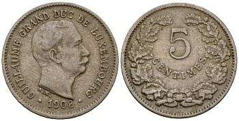 Люксембург 5 сантимов 1908 Вильгельм IV (1905-1912) KM 26 медно-никель 4602-351