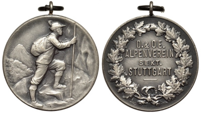 ШВАБИЯ (ШТУДГАРТ) МЕДАЛЬ XX век ПОКОРИТЕЛЮ АЛЬП, 33 мм, 18 гр UNC 73-925