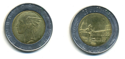 ИТАЛИЯ 500 ЛИР 1987 R KM 111 биметалл 80-1256